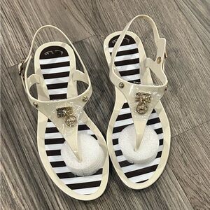 Henri Bendel Cream Jelly Flip Flop Sandals sz 9 New